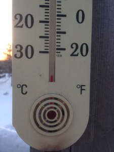 The deck thermometer at sunrise 2015 02 13